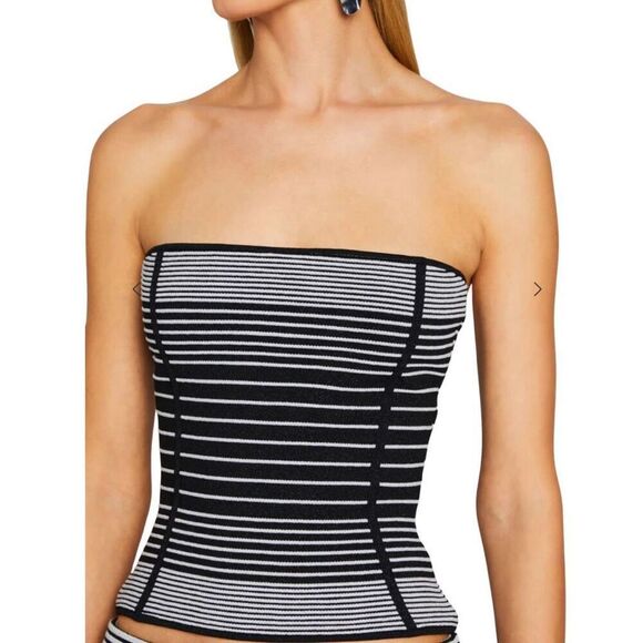 NWT Retrofete Black White Striped Strapless Lisse Top - Picture 1 of 7